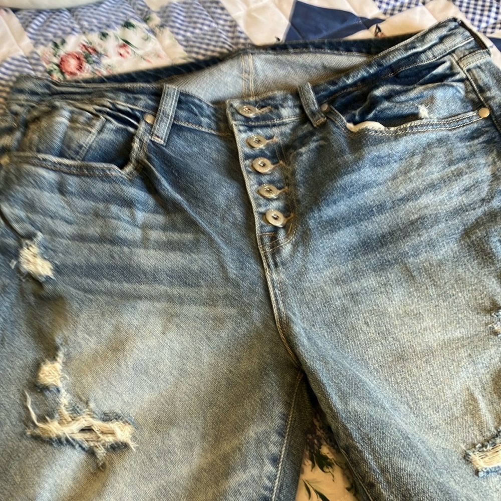 Torrid Blue Boyfriend Jeans with Distressed Details